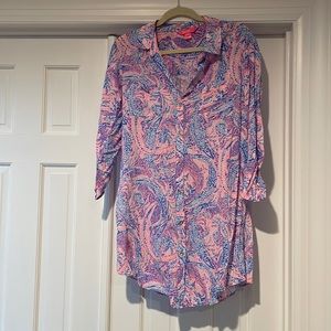 Lilly Pulitzer button down swimsuit cover up, size small